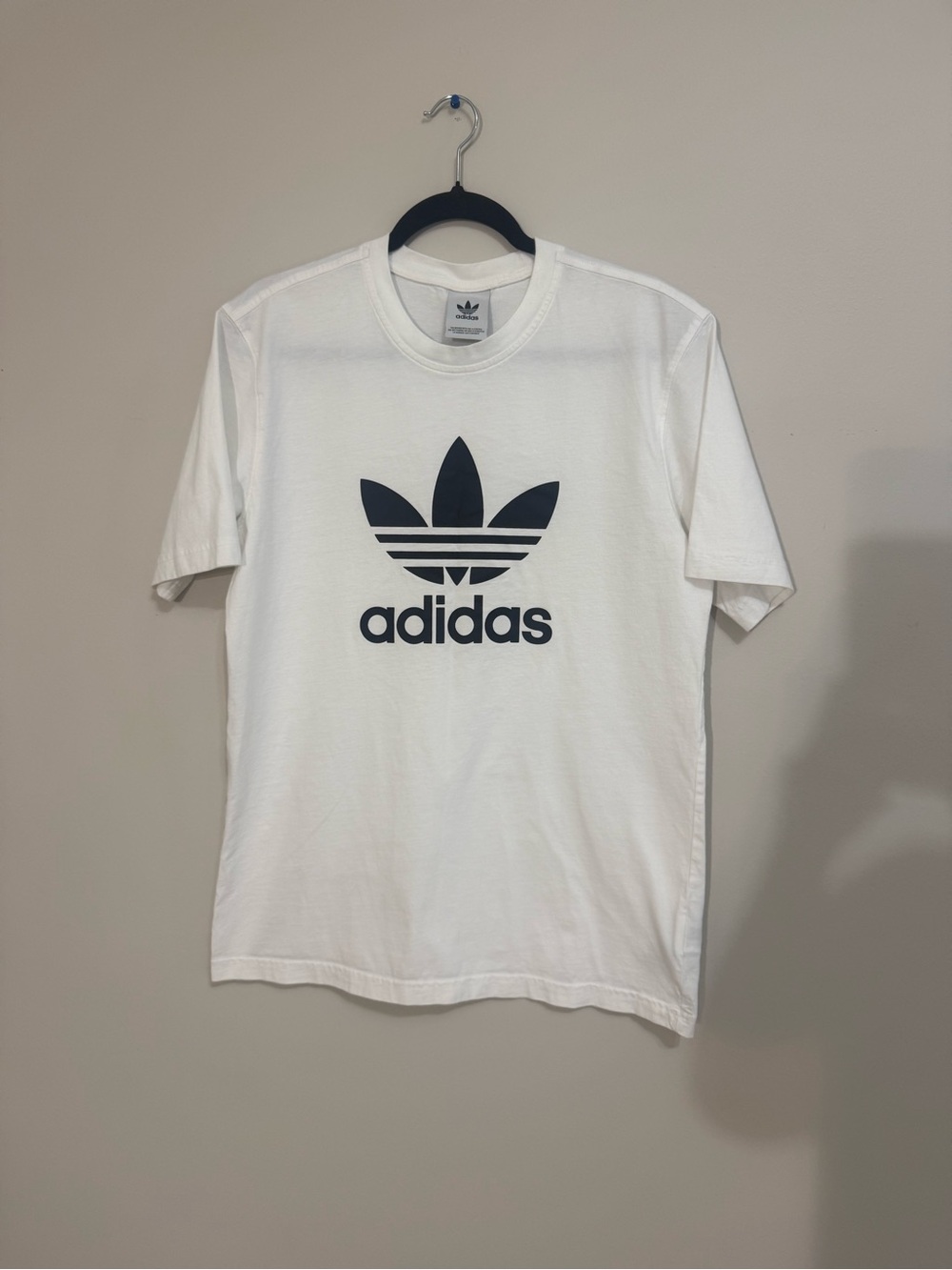 Adidas Vintage T-shirt Trefoil White Black Men's Size Medium, Excellent Condit.